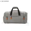 Bolsa de designer CARANFIER 16oz Canvas Travel Duffle Bag para homens Compartimento de sapato Expansível Design 50L / 55L Dry Wet Separation Bags Pocket Weekender