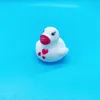 Love Heart Printed Bathing ducks Toy Animals Colorful Soft Float Squeeze Sound Squeaky Bath Toys Classic Rubber Duck Plastic Bathroom Swimming Toy Gifts