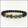 Bracelettes magnétiques noires perlées Bracelet Guérison Agate Tiger Eye Bead Bracelets Femme Mens Bijoux de la mode Administration de gouttes DHCMS DHCMS