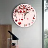 Wall Clocks Valentine'S Day Red Heart Tree Pink Large Kids Room Silent Watch Office Home Decor 10 Inch Hanging Gift