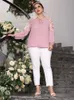 Tshirt da donna taglie forti Toleen Autorizzazione Prezzo Outfit Donne grandi taglie forti Topce di grandi dimensioni Tshirt a maniche lunghe rosa abiti eleganti 221121 221121