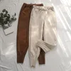 Pantaloni da donna Capris Casual Autunno Inverno Tasche a vita alta elastiche coreane Pantaloni Harem in pelle scamosciata Pantalon Femme 221121