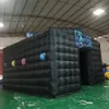 Swings 4.2x4.2x3.3m Black party tent inflatable disco square tents Sloping air house balloon with sticker door cover