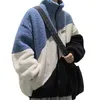 Felpe con cappuccio da uomo Felpe Gilet Prodotto Polar Fleece Inverno Casual Felpa con cappuccio da uomo Felpa con cuciture Harajuku Cerniera blu Tenere al caldo Maniche lunghe Maschio Pullo 221121