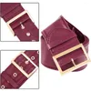 Belts Women Luxury Waist For Dress Pu Leather Belt Solid Black Red White Wide Waistband Golden Alloy Buckle 112-115cm