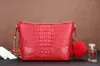 Evening Bags Latest Design Production Crocodile Skin Lady Shoulder Cross Body Small Size Bag In Color Of Red Black And Pink Free Ship