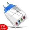 高速4 USBポートウォールチャージ3A QC 3.0オートパワー充電器アダプターEU US UK Plug for iPhone samsung android phone pc mp3