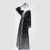 Ubranie etniczne muzułmańskie kobiety ubieraj się Turkish Abaya Printed Flower Maxi Kimono Open Robe Dubai Ramadan Kaftan