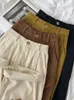 여성용 바지 Capris Zoki High High Water Women Retro Corduroy Fall Straight indaingal glange 바지 빈티지 커피 포켓 모든 경기 221121