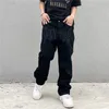 Trainingspakken voor heren Y2K Emo Herenmode Zwart streetwear Geborduurd Laagbouw Casual jeansbroek Recht Hip Hop Alt-denimbroek Mannelijke kleding