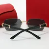 Vierkante zonnebrillen Carti -bril Designer Zonnebril voor mannen Wit Buffalo Hoorn Eyewear Zwart frame Zonnebril Frameless gepolariseerd UV400 Glas