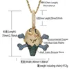 펜던트 목걸이 아이스 아웃 해적 크림 목걸이 포장 블링 입방 지르콘 패션 힙합 두개골 보석 24 인치 체인