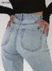 Jeans da donna a vita alta Pantaloni larghi da donna casual a gamba dritta Mom Jean Fashion Comodo Wash Boyfriend Pantaloni larghi e semplici 221121