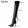 Boots New Fashion Tassel Designer High Shoes Women Sexy Pointed Tee Zip On the Knee Boots Stiletto Size 35 42 220913