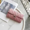 Sell designer bags on the cheap 2023 New Top Layer Sheepskin Long Wallet Small Fragrant Hand Bag Chain Crossbody Leather Women's