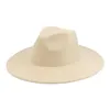 Berets Women's Hat Fedoras Big Brim 9.5cm Panama Classic Jazz Men Caps Cowboy Cowgirl Solid White Black Felt Sombreros De Mujer