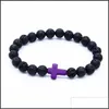 Bracciale con perline di lava naturale con perline Croce per uomo e donna Braccialetti con consegna a goccia di gioielli per diffusione di olio essenziale di Yoga Dhrts