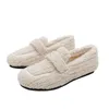 Klänningskor Fashion Luxury Lambool Loafers Moccasins Femme Winter Cotton Women Warm Plush Curly Furry Sheep Fur Flats 221119