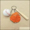 Keychains Lanyards Sport Baseball Goves Keychains Wood Bat Keyring Key Rings Bag Mangs Fashion Jewelry Drop Delivery Accessories DHOTH