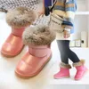 Stivali invernali da bambina da neve per bambini, fondo morbido, scarpe di cotone caldo, pelliccia di coniglio, antiscivolo, per bambini, D758 221121
