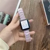 Smart Straps Resin Fiber Grain Pattern Hard PC Chain Link Band Fold Clasp Strap Watchband Bracelet Fit iWatch Series 8 7 6 SE 5 4 3 For Apple Watch 38 42 44 45mm Wristband