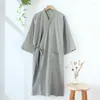 Men's Sleepwear Kimono Style Bathrobes For Men's Light And Breathable Summer Spring Autumn Long Cotton Robes Men