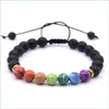 Bracelets perlés à sept pierres précieuses pour hommes et femmes, réglables, nouveaux bijoux, Diffusion d'huile essentielle, Yoga, livraison directe, Dhz8Q