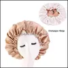 Bonnets De Douche Chapeau De Bain À Larges Bords Bonnets De Cheveux De Couleur Unie Soie Ronde Boucle Réglable Chapeaux Équipés Satin Head Wrap Salle De Bains Produit Dhz6F