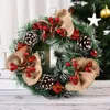 Decorative Flowers Wreaths Christmas Artificial Pinecone Red Berry Garland Hanging Ornaments Front Door Wall Decorations Merry Tree 221119