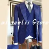 Abiti da uomo Blazer Suit 3 pezzi Blazer a righe Pantaloni Vest Formal Wedding Tuxedo Homme Jacket Business conjuntos de chaqueta 221121