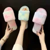 Slippers Plush Shoes Velvet Antislip J220716 Rainbow Color Cotton Female House Indoor Heat Cute Plush Soft Bottom Home Autumn Slippers