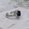 Gota de água em forma de imitação de safira anéis de imitação de diamante anel menina clássico homens designer de aço titânio para mulheres presentes de luxo mulher menina jewlery