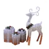 Decorazioni natalizie Luci decorative Confezione regalo cervo in ferro battuto Ornamenti in tre pezzi sotto l'albero