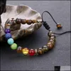 Kralen 10 stc/set nieuwe natuursteen 8 mm lava yoga energiebelet vulkanische zeven chakra vlecht armbanden drop levering sieraden dhr6r