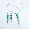 Collana Orecchini Set MODA Romantico V Stile Rosso VERDE Zircone Orecchino Matrimonio Sposa Banchetto Abito formale Gioielli