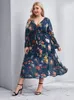 Robes grande taille TOLEEN prix de liquidation femmes grande taille robes mi-longues été Chic élégant à manches longues florale soirée vêtements de soirée 221121