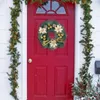 Couronne de fleurs décoratives de noël, aiguille de pin artificielle avec boules et cônes, décor de porte d'entrée de Festival d'hiver