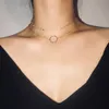 Mode moderne chokerketens kettingen twee lagen ronde kettingen gouden kleur ketting sieraden voor vrouwen