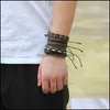 Charm Armbänder Einstellbare Wrap Mtilayer Herren Lederarmband Hip Hop Schmuck Vintage Handgemachte Geflochtene Armbänder Armreif Manschette Drop De Dhilz