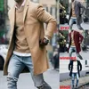 Heren wollen mode lange mouw casual jas warme dikke wollen peacoat herfst winter overjas