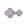 Anelli a fascia firmati coreani con trifoglio pieno di diamanti Fiore dolce di lusso Anello aperto in argento Gioielli Regalo di San Valentino