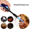 Kraftfull vindtät utomhus BBQ Lighter Jet Long Hose Torch Lighter Butane Gas Refill Kitchen Tändare Pipe Cigar Lighter Camping For Man Journey Fire