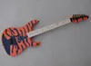 Orange 6 Strings Electric Guitar with Special Sticker Maple Fretboard Can be Customized