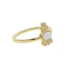 Wedding Rings Elegant Fashion Gold stapable ring ei vorm brand opaal sprankelend ontwerp delicate sierlijk voor gir