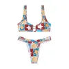 Bandage Bikini Print Swimwear U Neck Bikinis Sexy Swimsuit Women 2023 Bandage Bathing Suit Female Biquini Micro Thong