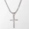 Karopel Hip Hop Micro Pave Zircon Croix Pendentif Cristal Taille Personnalisée Tennis Chaîne Collier Glace Sur Chaînes Autour Du Cou 2109292792640339