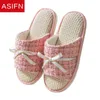 ASIFN Cotton Slippers Women Home Indoor Four Seasons House Bottom Japonês Casal Janealmente Linear Menina Mulheres Sapatos J220716