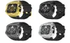 Für die Apple Watch Series 7 6 5 4 SE Premium Edelstahl AP Modification Kit Harte Rüstung Schutzkoffer Bandbandabdeckung 44mm 45