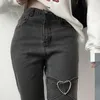 Jeans femininos para mulheres vintage preto jeans calças de streetwear high slim mamãe calça harajuku y2k 221121