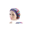 Shower Caps 58Cm Solid Color Long Hair Care Women Satin Bonnet Cap Night Sleep Hat Silk Head Wrap Adjust Shower Caps Drop Delivery H Dhdyh